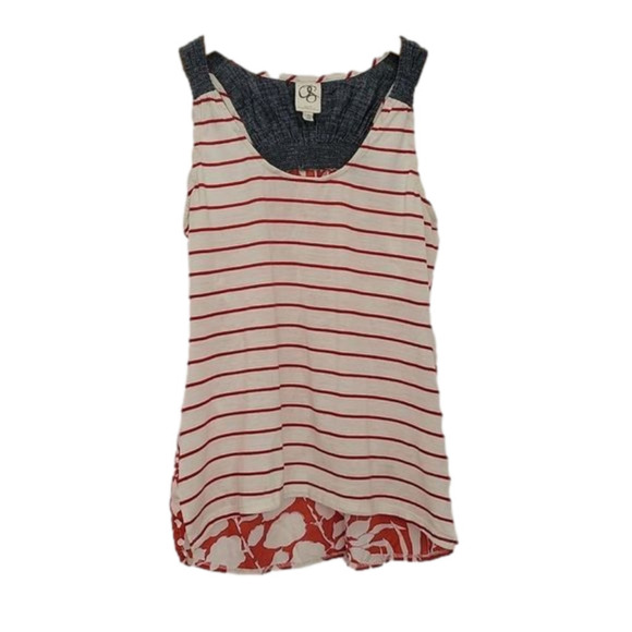 One September denim red white tank top - Picture 1 of 15
